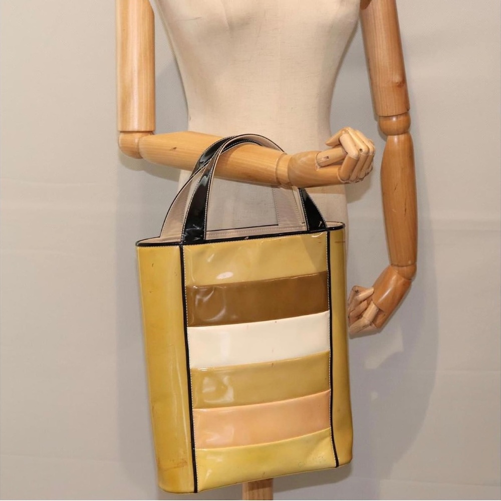CHANEL Yellow and Brown Striped Tote
